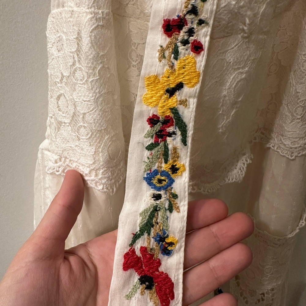 Free People White Halter Midi Dress with Floral Embroidery - Picture 5 of 7